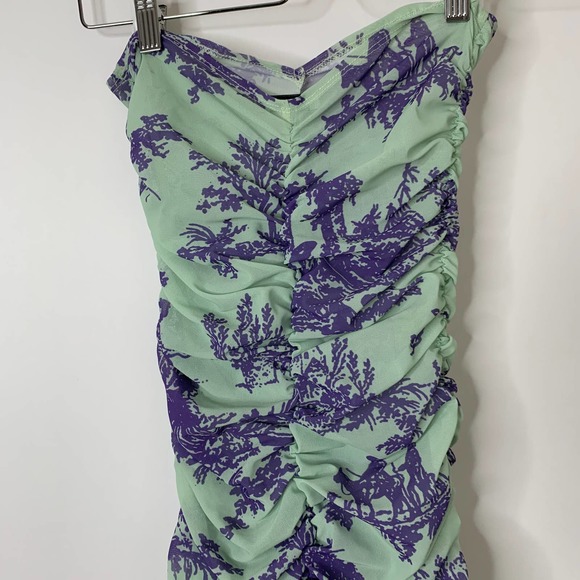 Miaou Renzo Mint Toile Midi Ruched Dress Mint Purple Womens XS - Picture 10 of 16